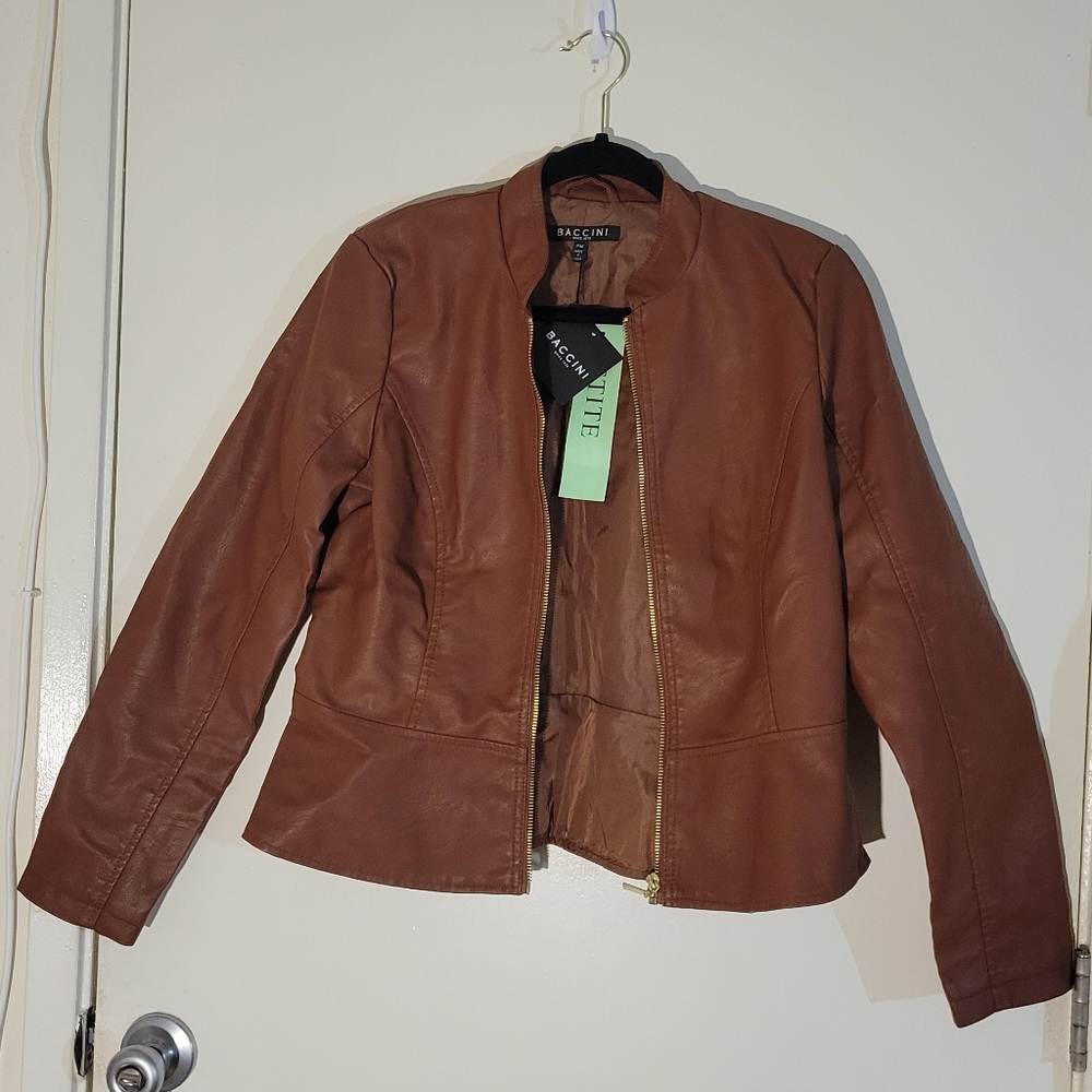 Baccini Brown Faux Leather Jacket
